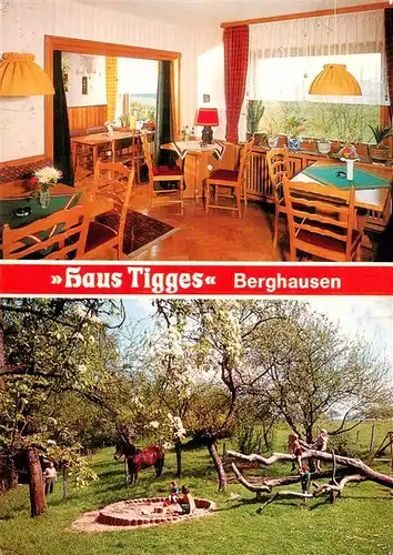 AK / Ansichtskarte  Berghausen_Schmallenberg Pension Haus Tigges Gaststube Garten Kinderspielplatz Berghausen_Schmallenberg