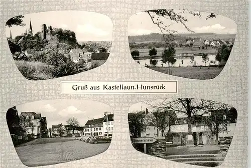 AK / Ansichtskarte  Kastellaun_Hunsrueck Burgruine Panorama Strassenpartien Kastellaun_Hunsrueck