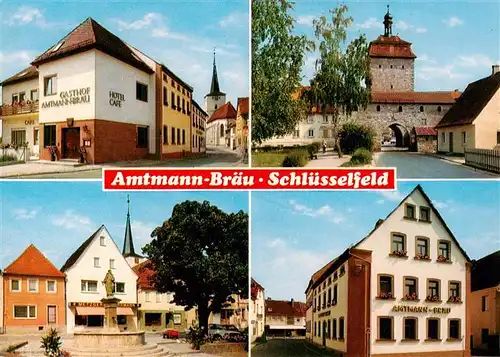 AK / Ansichtskarte  Schluesselfeld Hotel Altmann Braeu Gasthof Cafe Marktbrunnen Stadttor Schluesselfeld