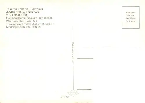 AK / Ansichtskarte  Golling__Salzach_AT Tauernautobahn Rasthaus Gastraeume 