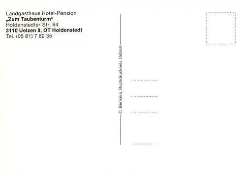 AK / Ansichtskarte  Uelzen_Lueneburger_Heide Landgasthaus Hotel Pension Zum Taubenturm Gastraeume Zimmer Uelzen_Lueneburger_Heide