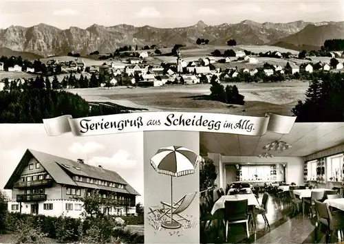 AK / Ansichtskarte 73883316 Scheidegg_Allgaeu Panorama AEG Ferienheim Gastraum Scheidegg Allgaeu