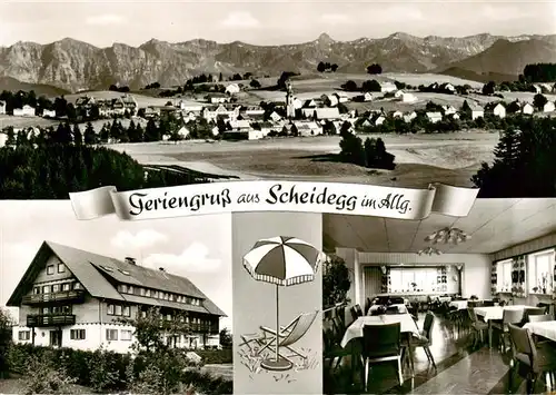 AK / Ansichtskarte  Scheidegg_Allgaeu Panorama AEG Ferienheim Gastraum Scheidegg Allgaeu