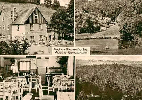 AK / Ansichtskarte  Frauenwald_Thueringen Gaststaette Fraubachmuehle Gastraum Panorama Frauenwald Thueringen