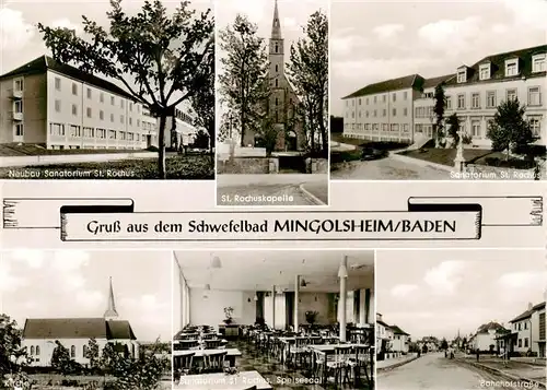 AK / Ansichtskarte 73883335 Mingolsheim Neubau Sanatorium St Rochus St Rochuskapelle Kirche Speisesaal Bahnhofstrasse Mingolsheim