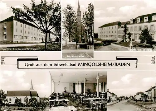 AK / Ansichtskarte  Mingolsheim Neubau Sanatorium St Rochus St Rochuskapelle Kirche Speisesaal Bahnhofstrasse Mingolsheim