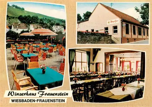 AK / Ansichtskarte 73883342 Frauenstein__Wiesbaden Winzerhaus Frauenstein Gastraum Freiterrasse 