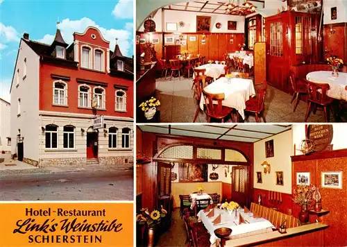 AK / Ansichtskarte 73883352 Schierstein_Wiesbaden Hotel Restaurant Links Weinstube Gastraeume 