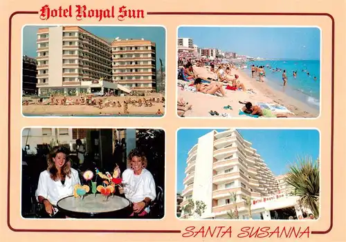 AK / Ansichtskarte 73883433 Santa_Susana_Santa_Susanna_Cataluna_ES Hotel Royal Sun Gastraum Strandpartie 