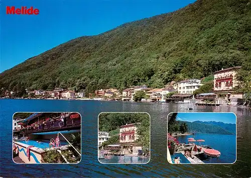 AK / Ansichtskarte  Melide_Lago_di_Lugano Seehotel Riviera Panorama Schwimmbad Terrasse Melide_Lago_di_Lugano