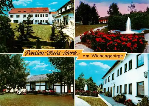 AK / Ansichtskarte 73883512 Bad_Holzhausen_Luebbecke_Preussisch_Oldendorf_NRW Pension Haus Stork Park Fontaene Teilansichten 