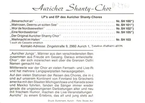 AK / Ansichtskarte  Aurich_Ostfriesland Auricher Shanty Chor Aurich_Ostfriesland