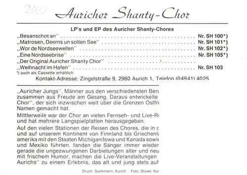 AK / Ansichtskarte  Aurich_Ostfriesland Auricher Shanty Chor Aurich_Ostfriesland