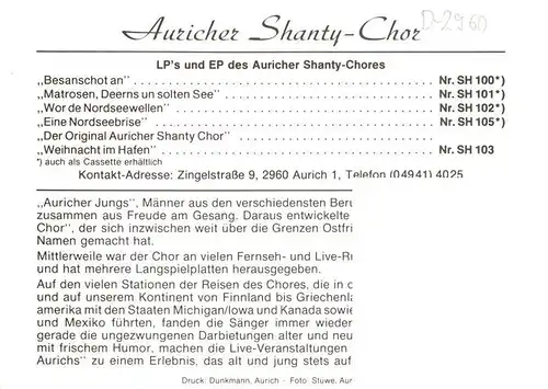 AK / Ansichtskarte 73883578 Aurich_Ostfriesland Auricher Shanty Chor Aurich_Ostfriesland