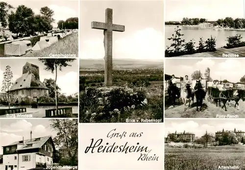 AK / Ansichtskarte 73883771 Heidesheim Campingplatz Burg Windeck Jugendherberge Blick vom Rabenkopf Kreuz Badesee Pony-Ranch Altersheim Heidesheim