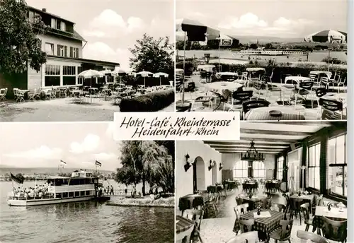 AK / Ansichtskarte 73883777 Heidenfahrt_Rhein Hotel Café Rheinterrasse Dampfer Anleger Heidenfahrt Rhein