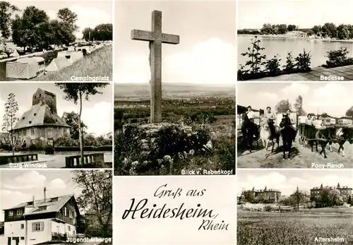 AK / Ansichtskarte  Heidesheim Campingplatz Burg Windeck Jugendherberge Blick vom Rabenkopf Kreuz Badesee Pony-Ranch Altersheim Heidesheim