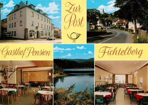 AK / Ansichtskarte  Fichtelberg_Fichtelgebirge_Bayreuth Gasthof Pension zur Post Hauptstrasse See 