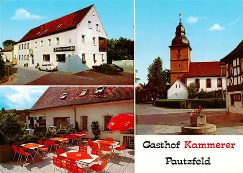 AK / Ansichtskarte 73883802 Pautzfeld Gasthof Pension Kammerer Terrasse Kirche Pautzfeld