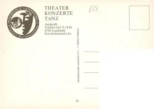 AK / Ansichtskarte  Landstuhl Burgspiele Pfaelzer Heimatbuehne Theater Konzerte Tanz Landstuhl