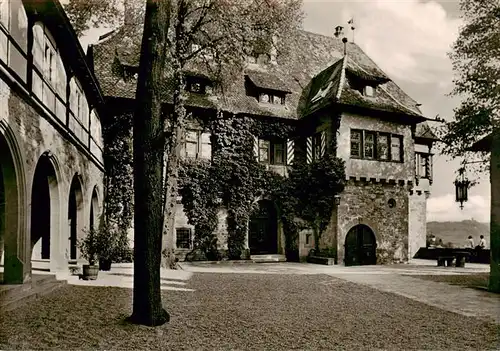 AK / Ansichtskarte  Beilstein_Wuerttemberg Freizeitheim Hohenbeilstein Haus der Kinderkirche Innenhof Blick auf Schloss Lichtenberg Beilstein_Wuerttemberg