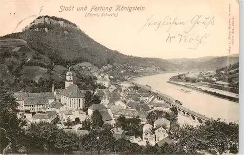 AK / Ansichtskarte  Koenigstein_Saechsische_Schweiz Stadt und Festung Koenigstein_Saechsische