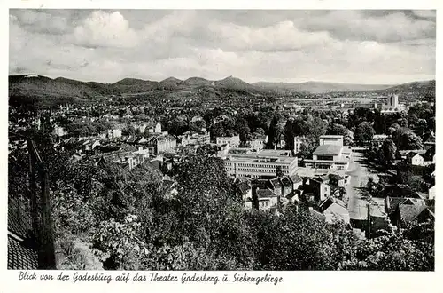 AK / Ansichtskarte  Bad_Godesberg Blick von der Godesburg auf Theater und Siebengebirge Bad_Godesberg