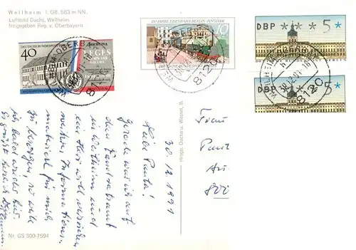 AK / Ansichtskarte  Weilheim_Oberbayern Fliegeraufnahmen Weilheim Oberbayern