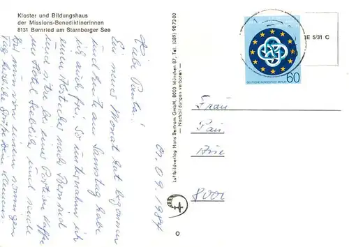 AK / Ansichtskarte 73883943 Bernried_Starnberger_See Kloster der Missions Benediktinerinnen Fliegeraufnahme Bernried_Starnberger_See