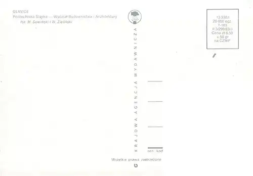 AK / Ansichtskarte  Gliwice_Gleiwitz_PL Politechnika Slasky 