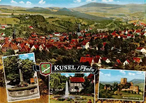 AK / Ansichtskarte  Kusel Panorama Hutmacherbrunnen Rosengarten Burg Lichtenberg Kusel