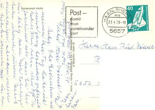 AK / Ansichtskarte  Haan_Rheinland Gartenstadt Motiv Haan_Rheinland