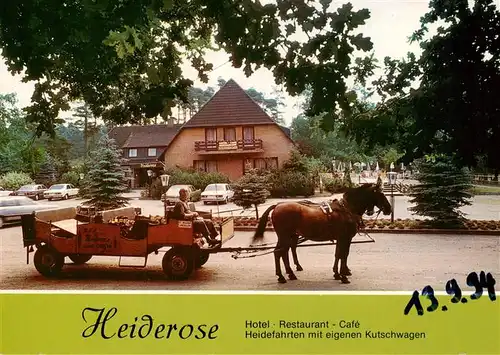 AK / Ansichtskarte 73884057 Undeloh Hotel Heiderose Restaurant Heidefahrten mit eigenen Kutschwagen Undeloh