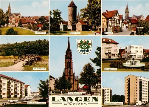 AK / Ansichtskarte 73884062 Langen_Hessen Altstadt Spitzer Turm Sterzbach Am Paddelteich Oberlinden Forstring Ev Stadtkirche Springbrunnen  Langen Hessen