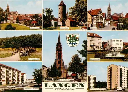 AK / Ansichtskarte  Langen_Hessen Altstadt Spitzer Turm Sterzbach Am Paddelteich Oberlinden Forstring Ev Stadtkirche Springbrunnen  Langen Hessen