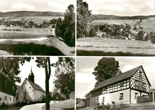 AK / Ansichtskarte  Raun_Bad_Brambach Panorama Kirche Fachwerkhaus 