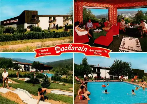 AK / Ansichtskarte  Hassenroth_Hoechst _Odenwald Hotel Pension Dachsrain Gaststube Minigolfanlage Freibad 