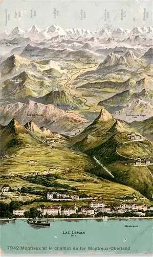 AK / Ansichtskarte  Montreux__VD et le chemin de fer Montreux Oberland avec Lac Leman 