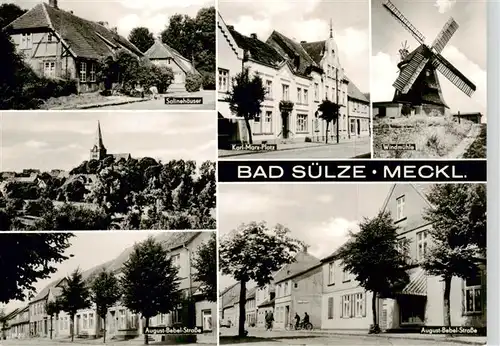 AK / Ansichtskarte  Bad_Suelze Salinehaeuser Blick zur Kirche August-Bebel-Strasse Karl-Marx-Platz Windmuehle Bad_Suelze