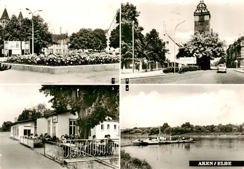 AK / Ansichtskarte 73884283 Aken_Elbe Friedensplatz Am Koethener Turm Gaststaette Faehrhaus An der Faehre Aken_Elbe