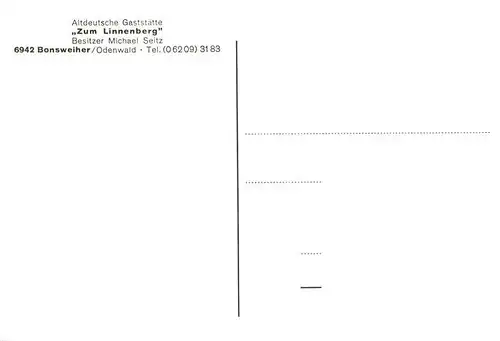 AK / Ansichtskarte  Bonsweiher Altdeutsche Gaststaette Zum Linnenberg Gastraeume Bonsweiher