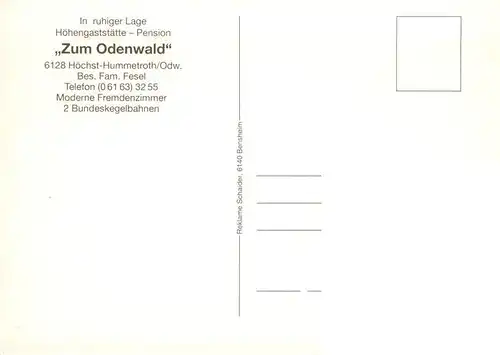 AK / Ansichtskarte  Hummetroth_Odenwald Hoehengaststaette Pension Zum Odenwald  Hummetroth Odenwald