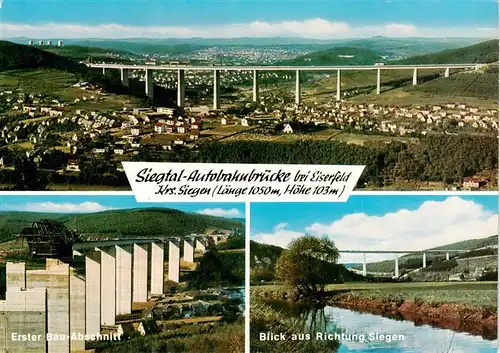 AK / Ansichtskarte 73884403 Eiserfeld_Siegen_Westfalen Siegtal-Autobahnbruecke Luftaufnahme Erster Bau-Abschnitt 