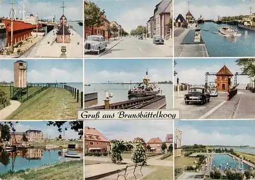 AK / Ansichtskarte  Brunsbuettelkoog Faehre Schleuse Strassenpartien Schwimmbad Brunsbuettelkoog