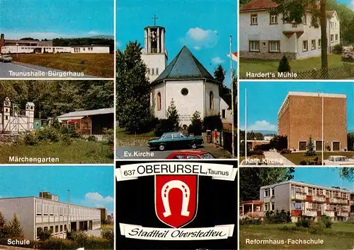 AK / Ansichtskarte 73884501 Oberstedten Taunushalle Buergerhaus Maerchengarten Schule Ev Kirche Harderts Muehle Kath Kirche Reformhaus Fachschule Oberstedten