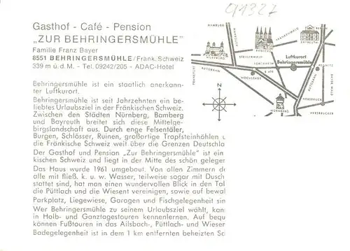 AK / Ansichtskarte  Behringersmuehle_Goessweinstein Gasthof Cafe Pension Zur Behringersmuehle 