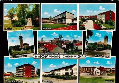 AK / Ansichtskarte  Oberraden Mahnmal Burgschule Post und Rathaus Martin Luther Kirche Barbara Siedlung St Barbara Kirche Hochhaus im Sundern Prein Schule Im Sundern Oberraden