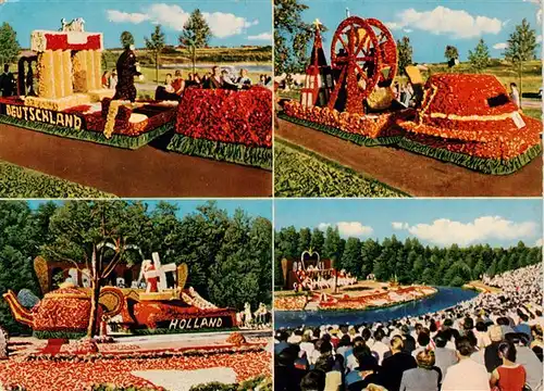 AK / Ansichtskarte  Wiesmoor Korsowagen und Freilichtbuehne beim Bluetenfest Wiesmoor