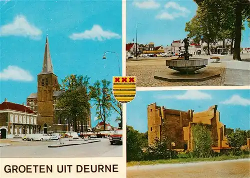 AK / Ansichtskarte 73884564 Deurne_Noord_Brabant_NL Teilansichten Kirche Ruine Brunnen 