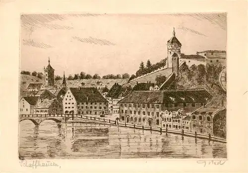 AK / Ansichtskarte  Schaffhausen__SH Original Radierung Festung Munot Handabzug Kuenstlerkarte 